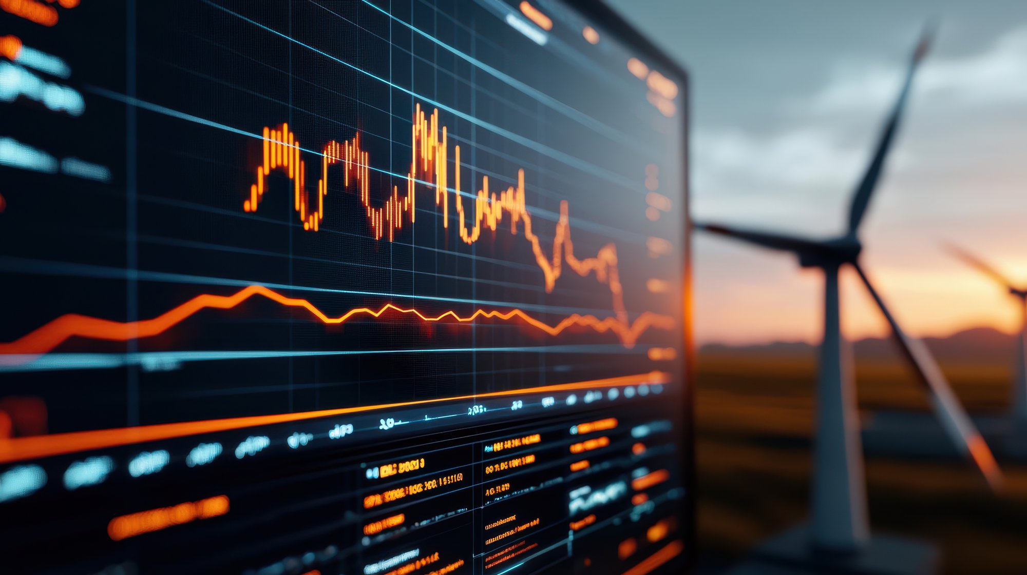 renewable energy management dashboard and wind turbine