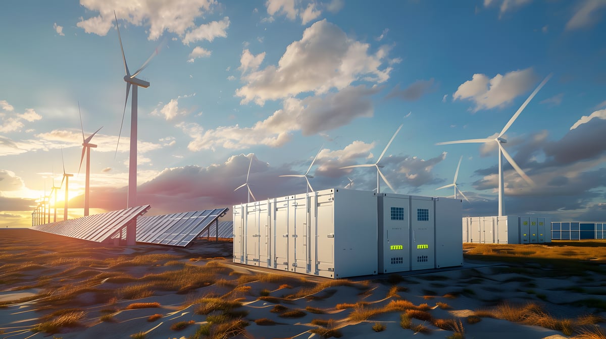 solar, wind, and battery storage